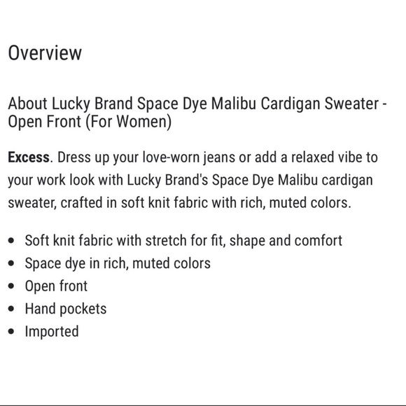 LUCKY BRAND Space Dye Malibu Open Front Cardigan Sweater with Hand Pockets S NWT - Picture 11 of 11